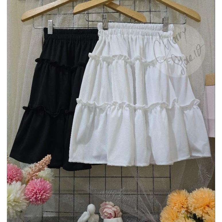 HOT Cherry_ New  Ruffles Mini Skirt Korean Style | Rok Pendek Sexy Terbaru | Rok Susun Pendek Dewasa