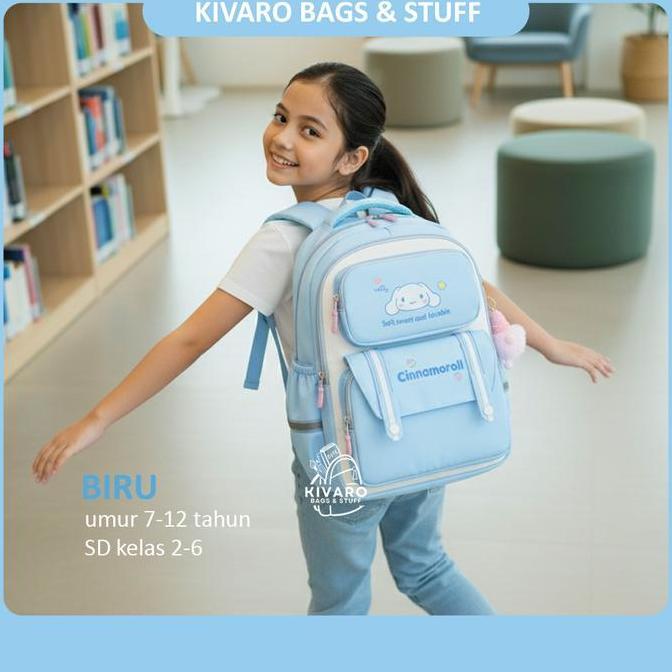 Tas Anak Sd Perempuan Kelas 2-6 Motif Kuromi Gratis Gantungan Lucu Ukuran Besar Umur 7-12Th  | 0897 