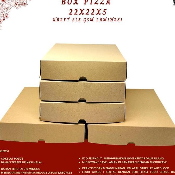 (20 pcs) Dus Pizza 22x22 Anti Minyak / Box Pizza 22x22 / Kardus Pizza / Kotak Pizza / B19K4