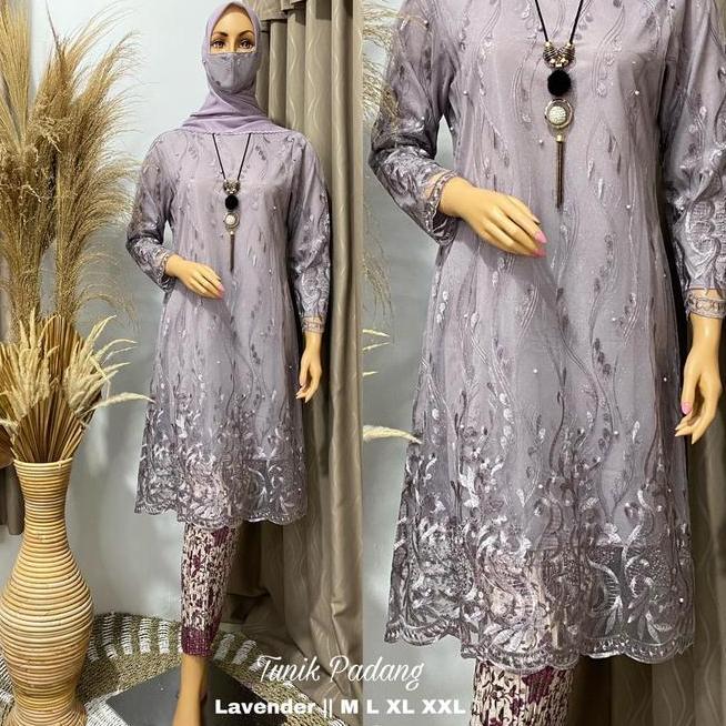 Setelan Kebaya Ern Tunik Tulle Bordirset Baju Kurung Brokat Rok Plisket