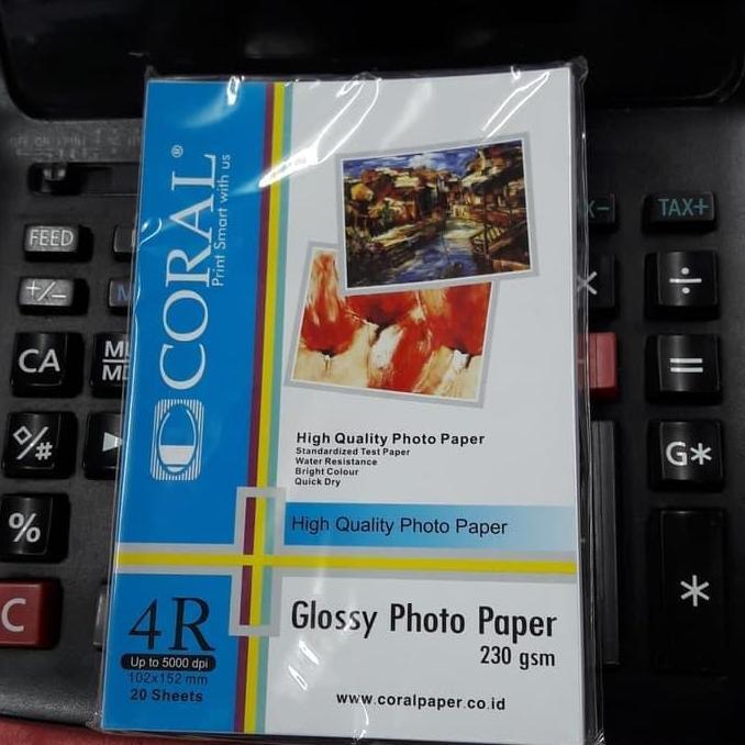 GLOSSY PHOTO PAPER 4R CORAL 230 GSM KERTAS PHOTO 4R