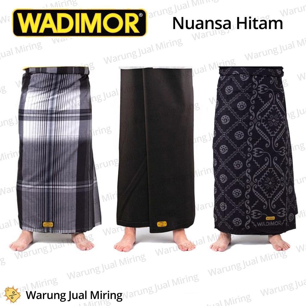 FAST DELIVERY Sarung WADIMOR Hitam Motif Polos Kombinasi Garis Kotak Kotak2 Batik Bali Kembang Daera