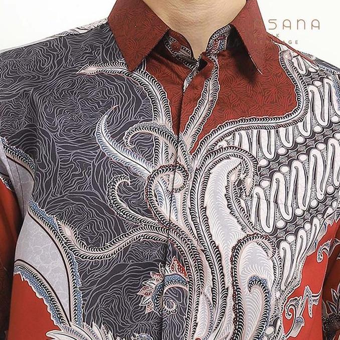 Kemeja Asana Batik Lengan Panjang Lamika - Maroon