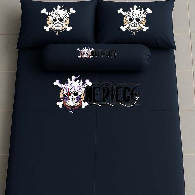 Sprei Karakter Anime One Piece 1 Set Sprei 2 Sarung Bantal 1 Guling Ukuran 90x200cm & 120x200cm Moti