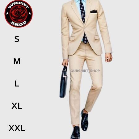 SETELAN JAS CELANA CREAM PRIA FORMAL / JAS NIKAH / JAS WISUDA / JAS KANTOR