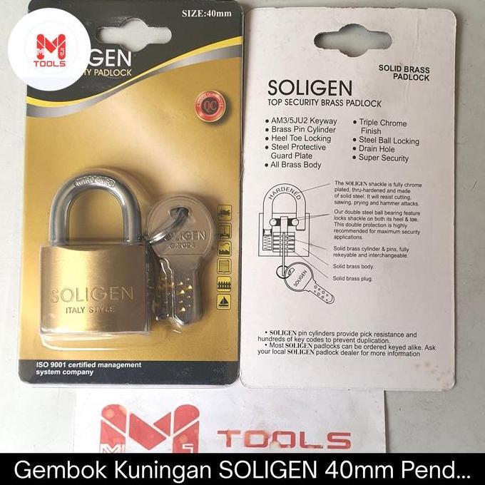 Ready Gembok Kuningan SOLIGEN 40mm Pendek Per - SOLIGEN Brass Padlock - SOLIGEN Gembok Kuningan Per 