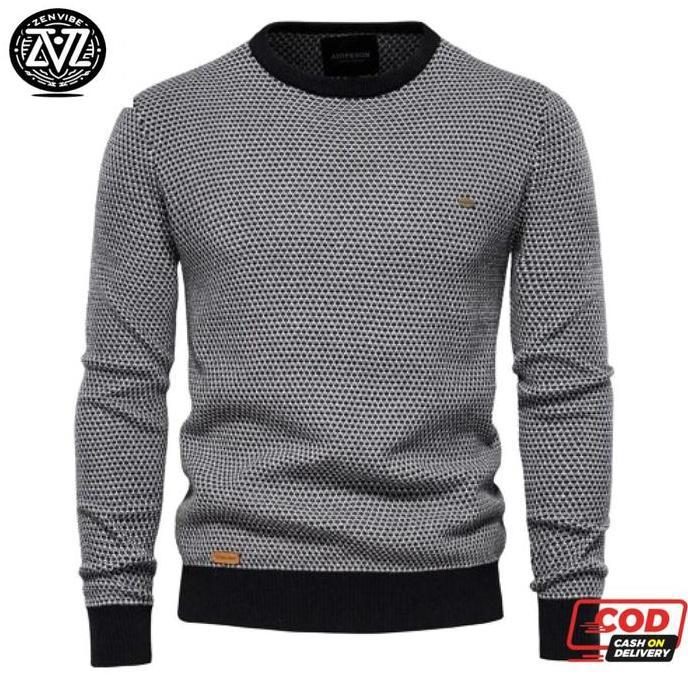 DISKON Zenvibe Rajut Sweater Pria James - Sweater Rajut Pria - Atasan Pria Casual Model Korea Keren 