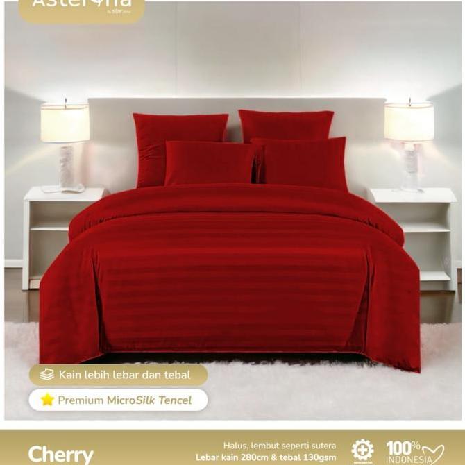Bedcover + Sprei Hotel Micro Bamboo Premium Motif Salur Cherry murah