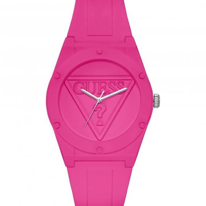 Guess Analog Jam Tangan Pria Strap Karet Pink Fanta W0979L9 Original