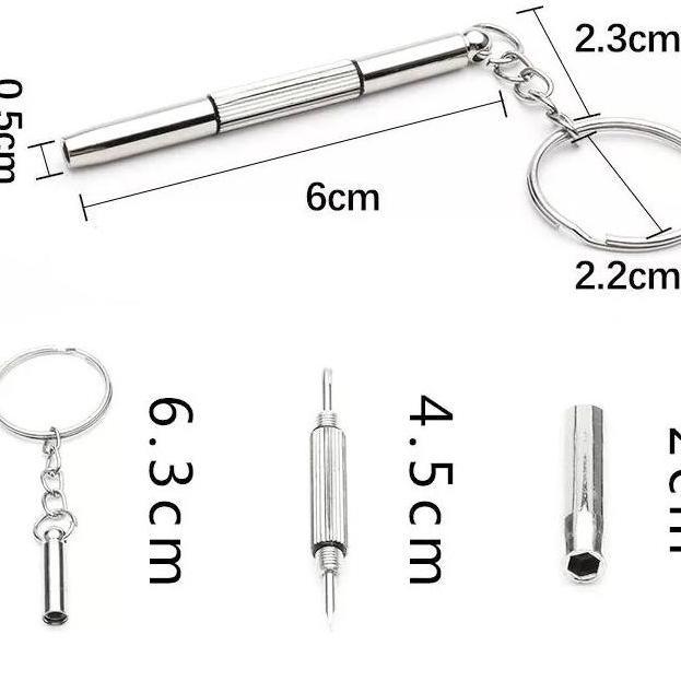 Obeng Kacamata Gantungan Kunci Mini Portable Baut Jam Key Chain Minus