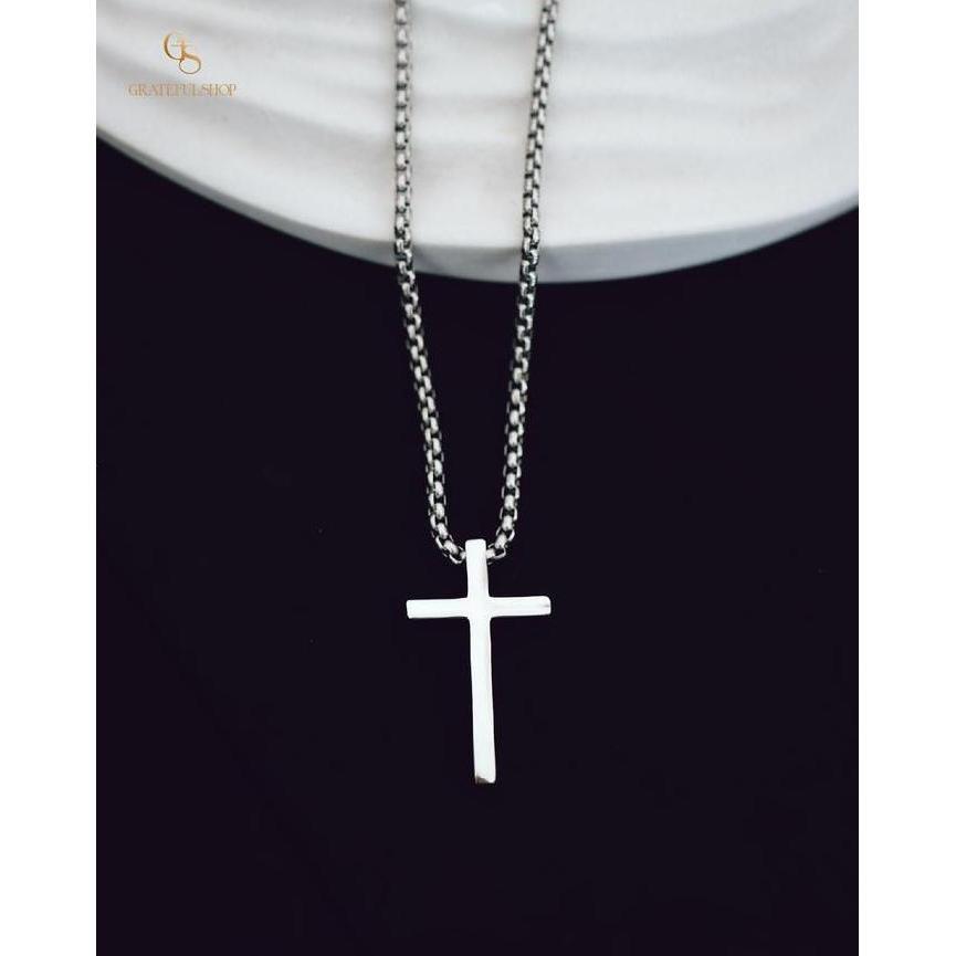 Grateful - Kalung Salib Couple Zakharia Elisabeth (STAINLESS STEEL) ANTI KARAT FREE POUCH