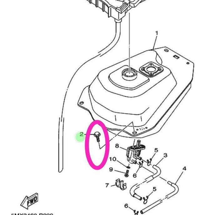 95807-06012 BAUT BREKET SELANG REM MIO SPORTY, TANGKI BENSIN NOUVO ORI