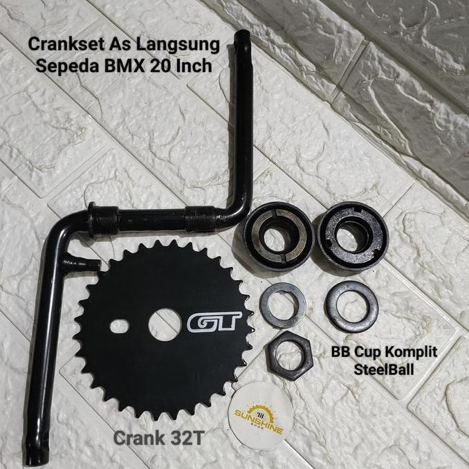 Crank 32T Crankset Sepeda BMX 20 Gir Tengah As Langsung BB Besar Full Set ChainRing GT 32T
