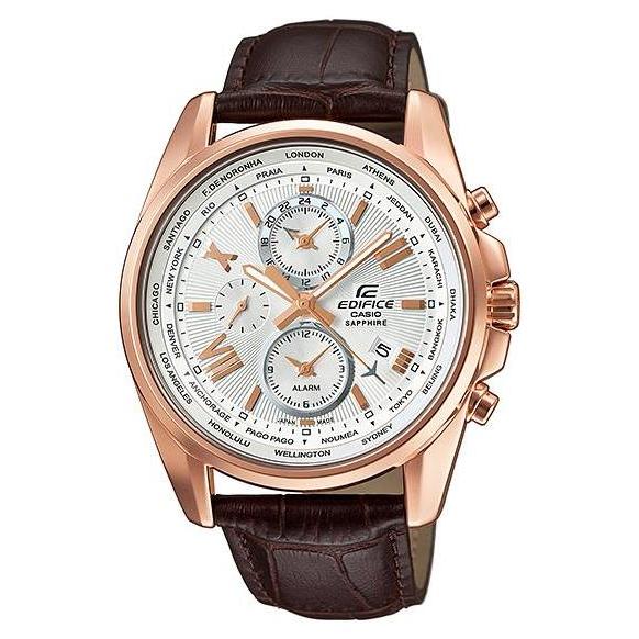 Casio Edifice Jam Tangan Pria Cokelat Kulit EFB-301JL-7A Original