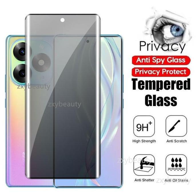 UV Tempered Glass Anti Spy Privacy Curved Anti Gores Kaca Screen Guard Layar untuk Itel S23 PLUS