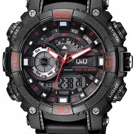 Q&Q QQ Analog Digital Jam Tangan Pria Hitam GW87J002Y Original