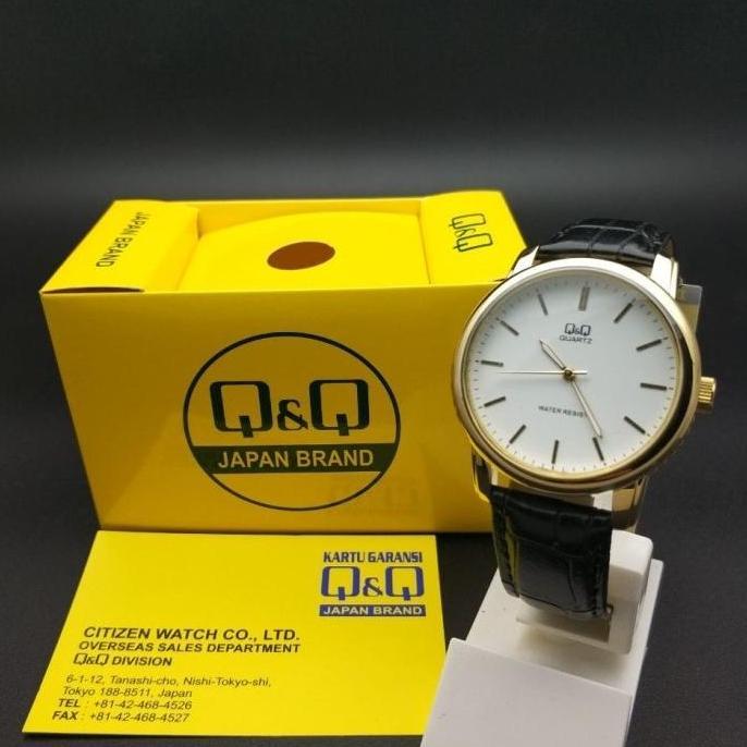 Q&Q QnQ QQ Analog Jam Tangan Pria Strap Kulit Q868J101Y Original