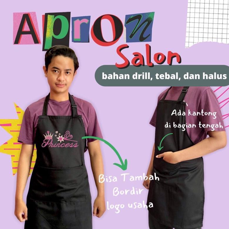 Celemek Apron Salon Kecantikan Apron Eyelash Apron Klinik Celemek Bordir Clemek Potong Rambut Apron 