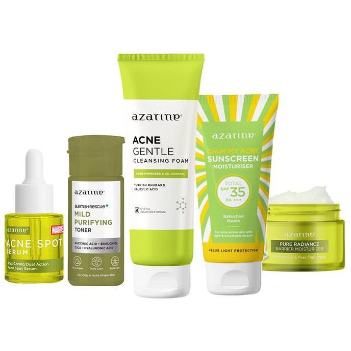 AZARINE Paket Acne Lengkap 5IN1 Skincare Wajah Berjerawat Berminyak Beruntusan