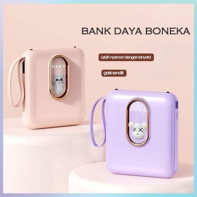PowerBank Mini 20000mAh Ultimate Backup Battery Cute Kaws Good Quality with 4 Charging Cable Fast Ch