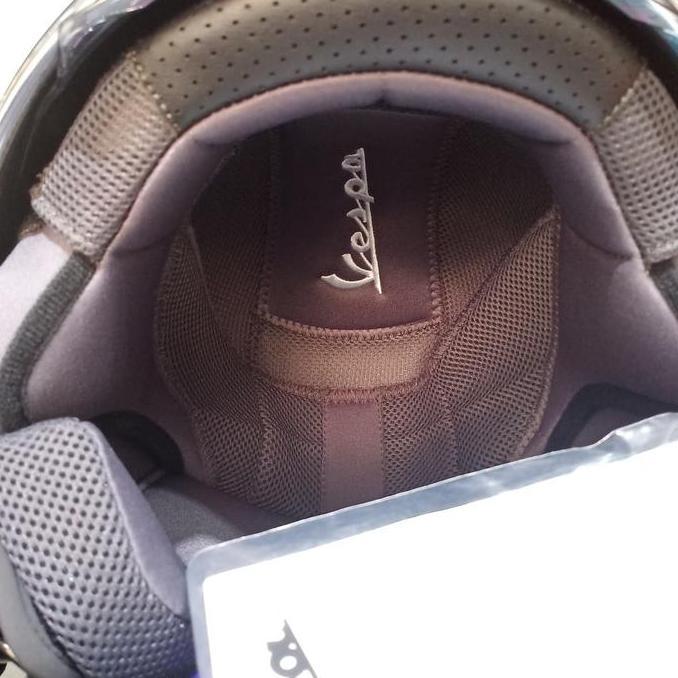 helm vespa black glossy hitam original