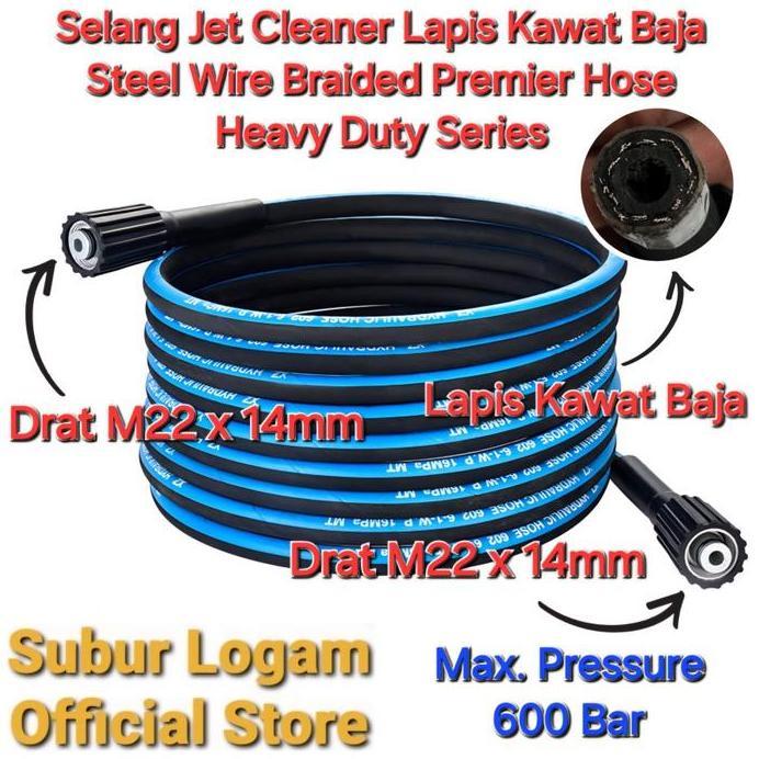 Ready Selang Lapis Kawat Baja Jet Cleaner 10 Meter Alternatif untuk Aipower APW 3500 Pro Max 600 Bar
