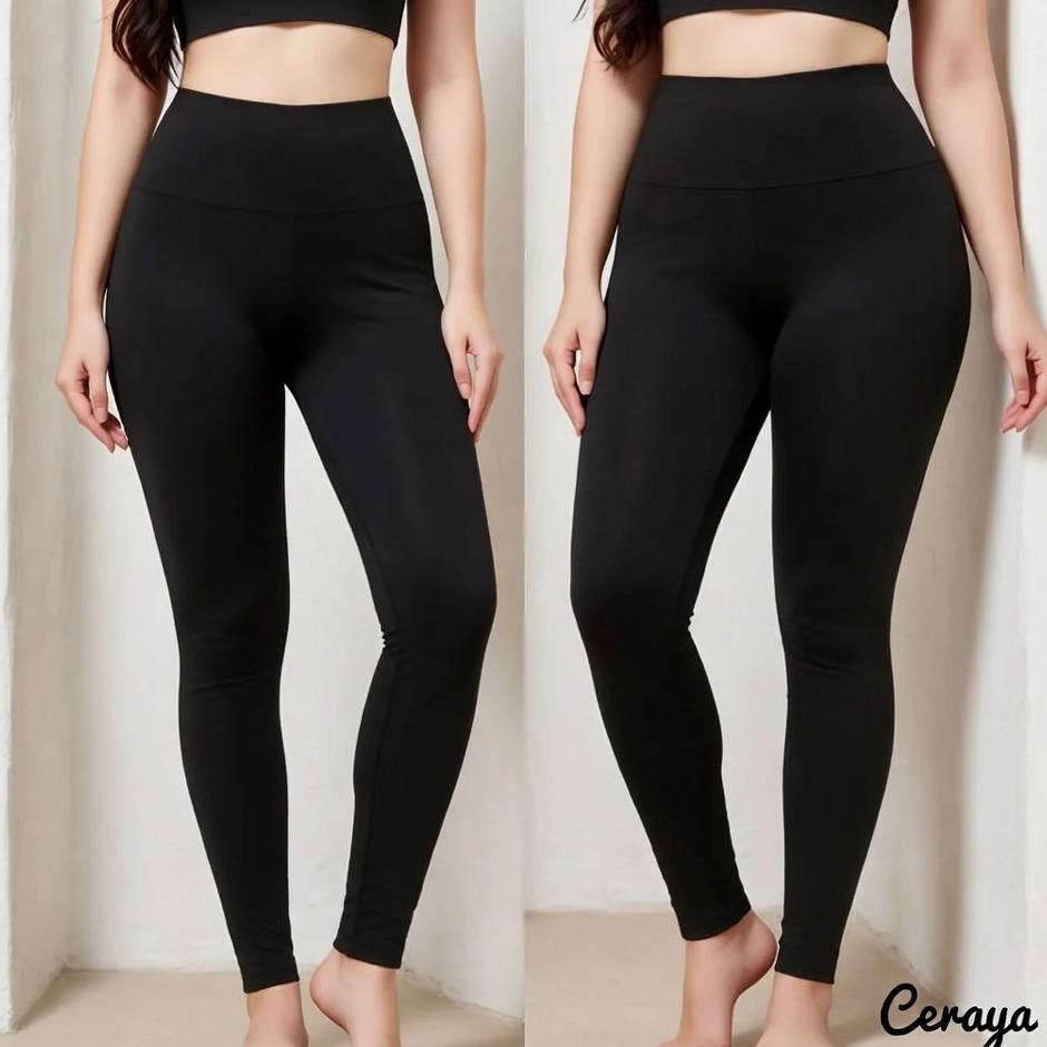 Terbaru Legging Panjang Wanita Tebal Polos Anti Tembus Pandang Pinggang Tinggi Jumbo Adem Super Elas