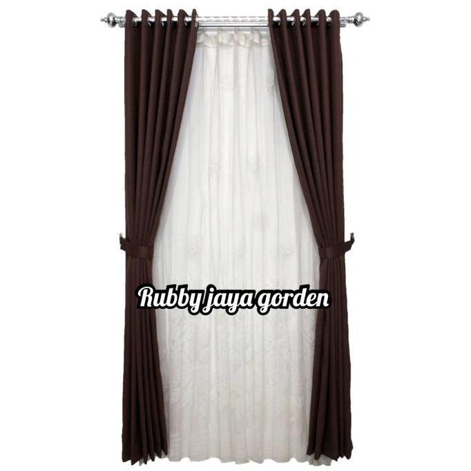 gorden polos blackout import gorden pintu gorden jendela minimalis Kain Tali Coklat Kain Jendela Kot