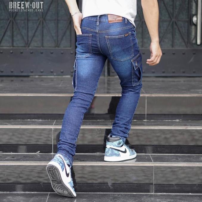 DISKON Cargo BREEW OUT Celana panjang Jeans island stone Original DISKON