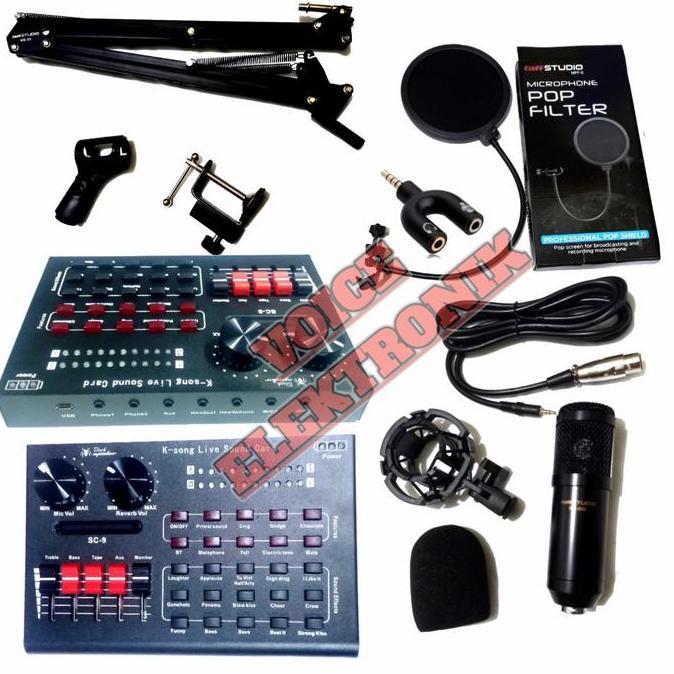 Paket Soundcard Black Spider V9 Mic BM 800 Lengkap