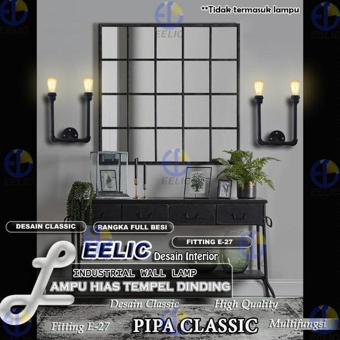 LORASTA EELIC ELC-P009 Lampu hias gantung tempel dinding pipa besi menggunakan fitting e-27