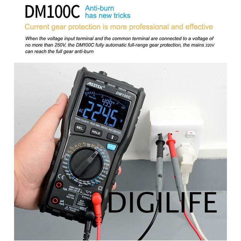 Multimeter Mestek DM100C TRMS AC DC Manual Auto Range NCV Multitester