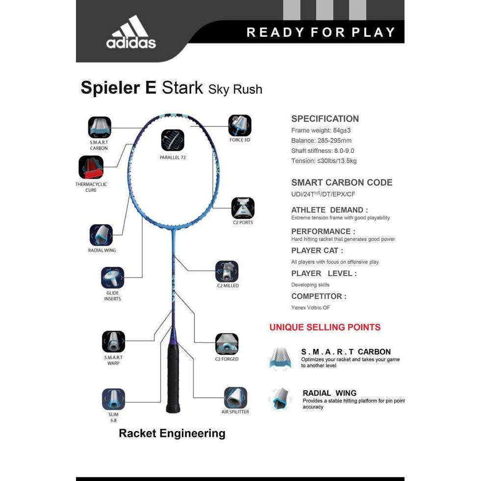 Raket Bulutangkis Badminton Adidas Spieler E Stark Sky Rush BS