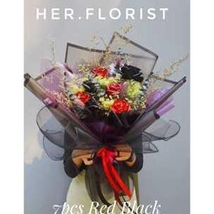 HER.FLORIST Fresh Flower SEVEN ROSES Bouquet / BUKET 7PCS BUNGA MAWAR