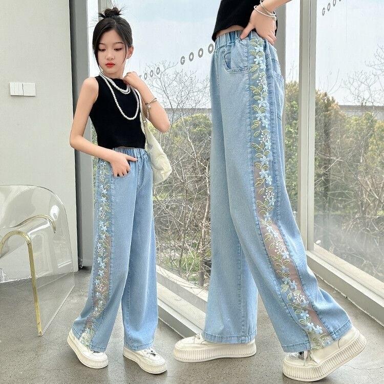 Celana Jeans Denim Ringan untuk Wanita, Gaya Musim Panas Baru, Modis, Longgar, Celana Kasual Musim P
