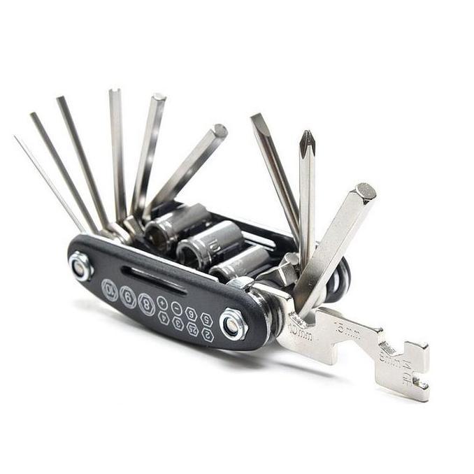 16in1 Kunci Shock Lipat mini Set Kunci Sepeda motor 16 Tools 16in1 Kunci 8 9 10 ring pas L Obeng