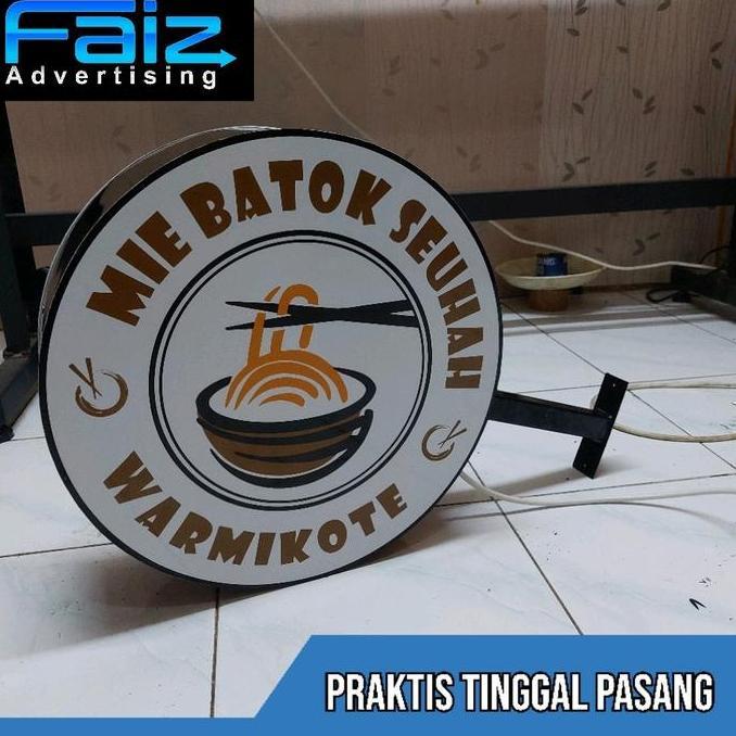 NEON BOX BULAT D40 dua sisi AKRILIK