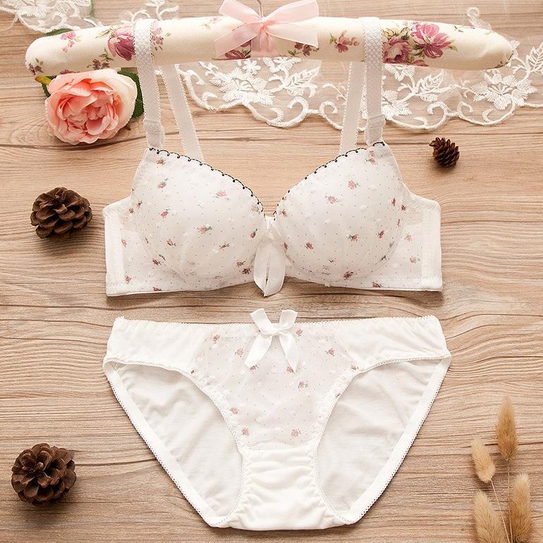 Exclusive Termurah Set Bra / Bh Cewek Wanita Bahan Import Korea Seksi Kr015 Premium Motif Bunga
