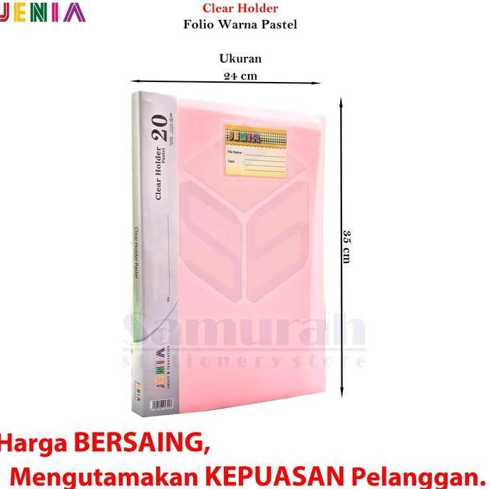 Map Clear Holder 20 Pocket Polos Folio Warna Pastel / Album Kertas isi 20 Lembar / Katalog Ijazah - 