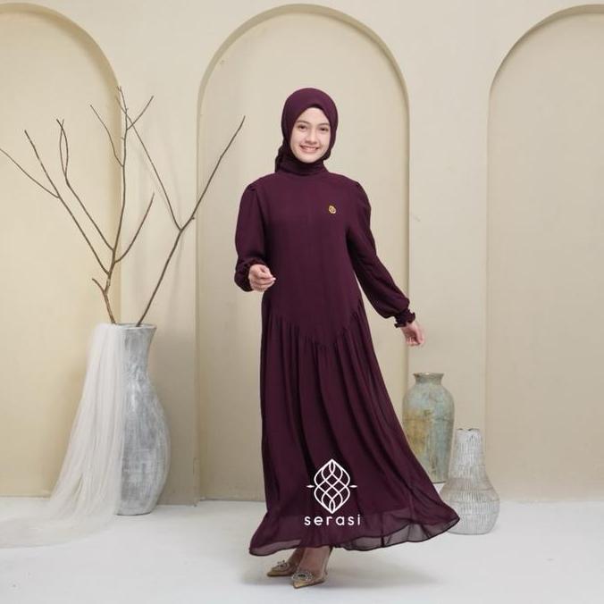 SERASI RAISA DRESS ANAK SET HIJAB ceruty premium mewah elegan anak remaja abaya lebaran pengajian si
