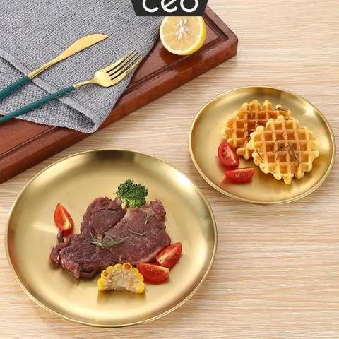 barkisanshop - piring gold korea piring makan mewah emas stainless steel - ceo