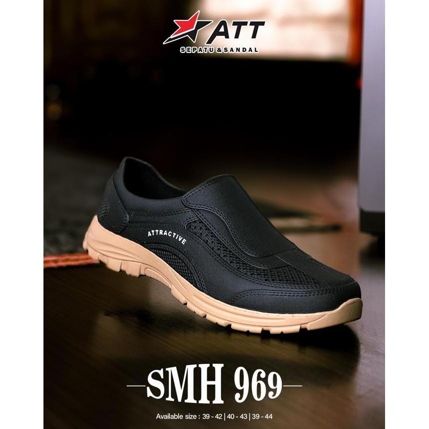 Sepatu Kerja Pria Slip On Pantofel Sepat Karet Casual Anti Air Anti Slip ATT SMH 969 DI JAMIN ORIGIN