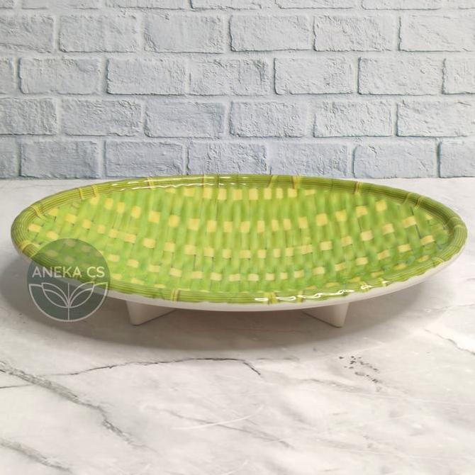 barkisanshop - piring oval melamin motif rotan - piring saji - w7809