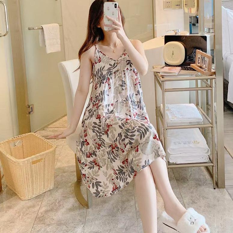 Hot Daster Baju Tidur Wanita Cantik Tali 1 Rayon Viscose Motif Kekinian Adem Lembut Nyaman Dipakai M