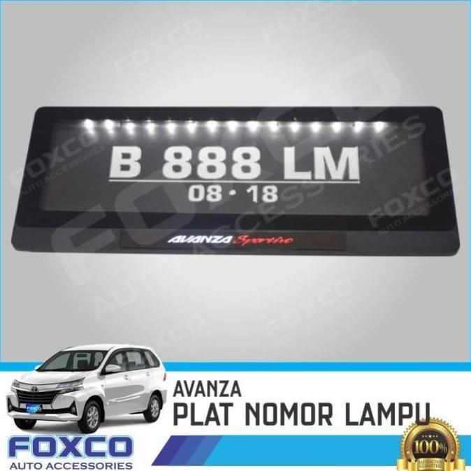 Tatakan / Tempat Plat Nomor Premium Mobil Logo Avanza Lampu
