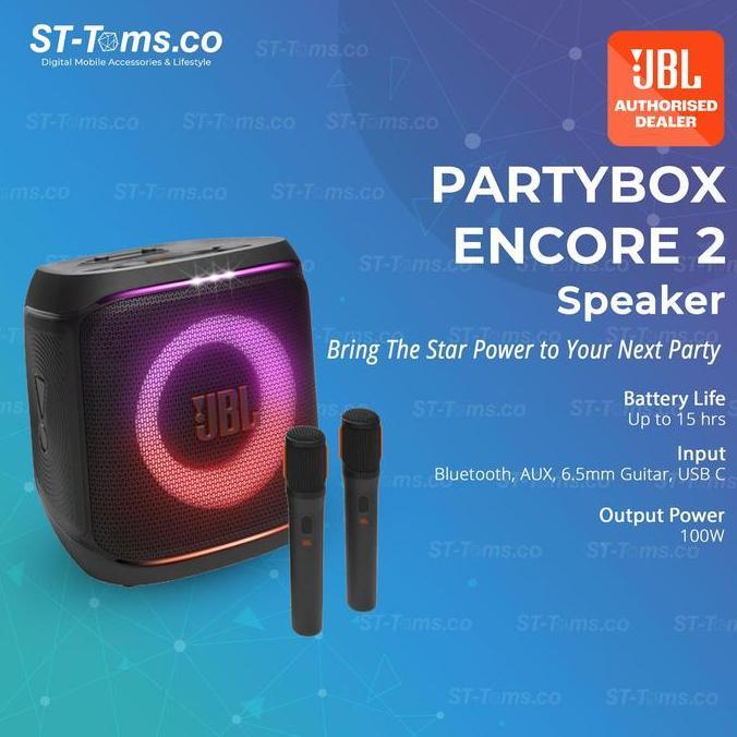 Jbl Partybox Encore 2 / Encore2 Portable Party Speaker Karaoke With 2 Mic