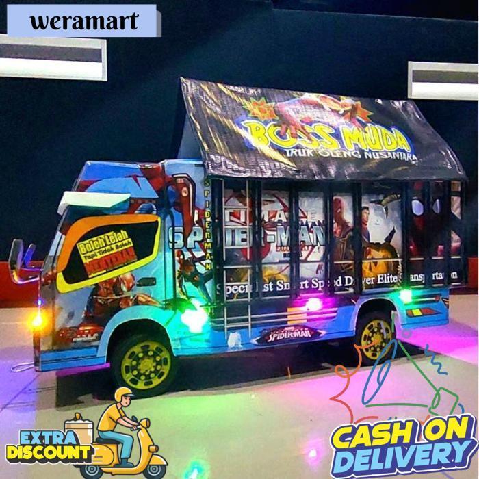 Truk Oleng Mainan Miniatur Truk Ada Lampu Dan Terpal