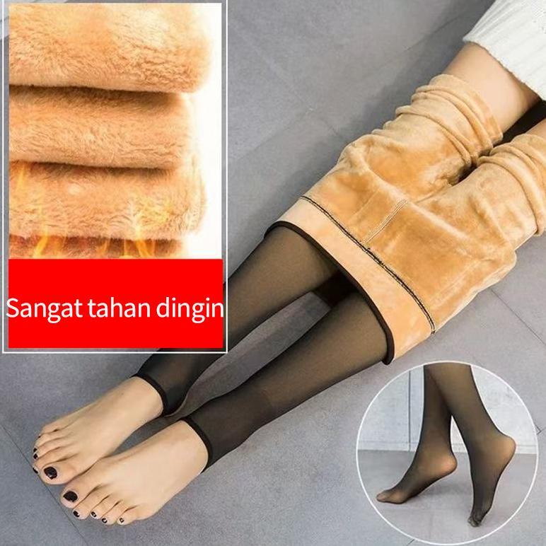 Murah Legging Tregging Stocking Wanita Baru Thermal Tebal Seksi Hitam AbuTelanjang