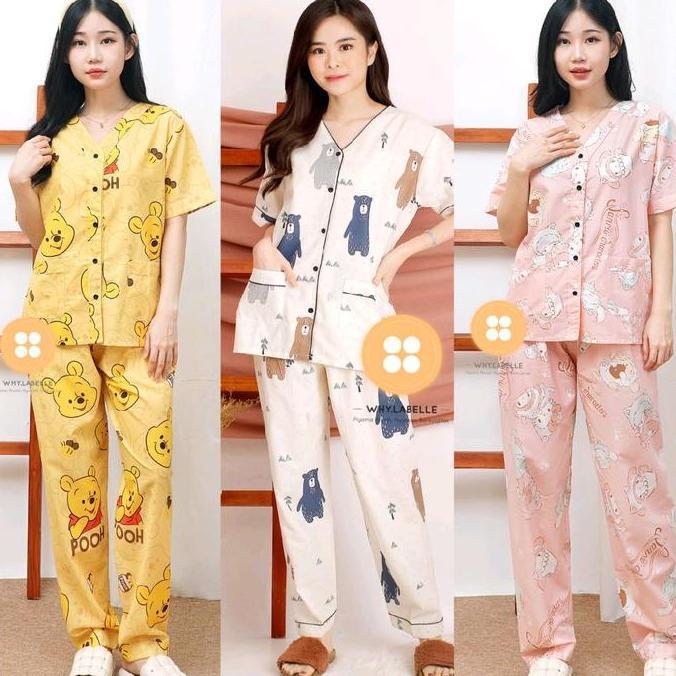 baju tidur wanita/piyama wanita katun celana panjang