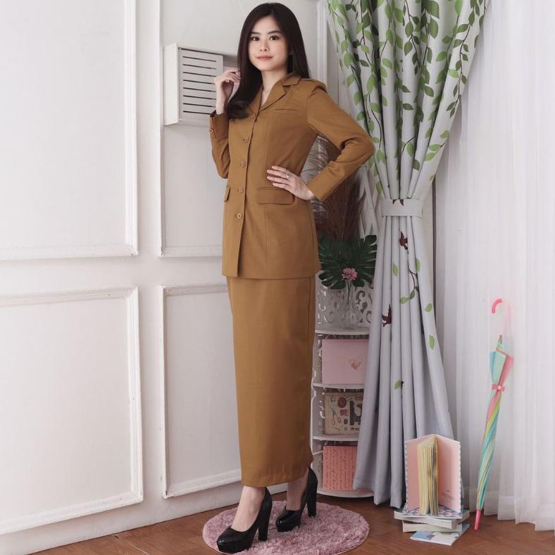 Best Seller Setelan Khaki Wanita Terbaru Baju Blazer Asn Khaki Wanita